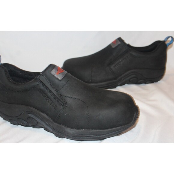 MERRELL MEN'S JUNGLE MOC LEATHER CT WORK SHOE SNEAKERS BLACK 9 NIB $135 - Picture 2 of 6